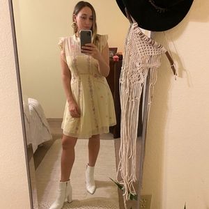 Free People Riviera Embroidered Mesh Mini Dress